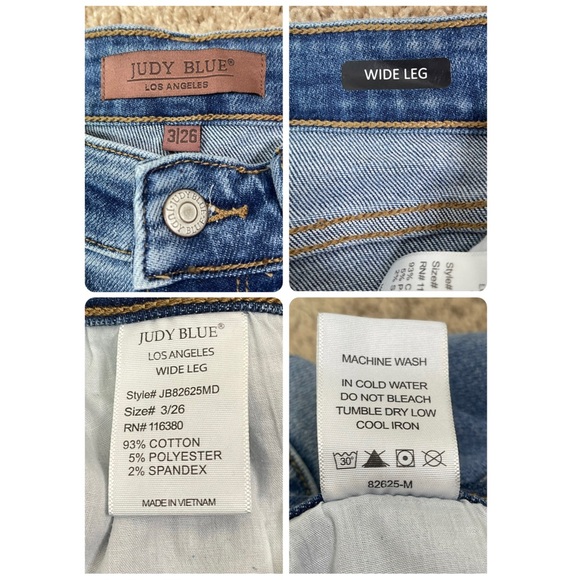 Judy Blue High Waist Wide Leg Jeans Women’s Stretch Denim Jean Pants Size 3/26 - Picture 10 of 15